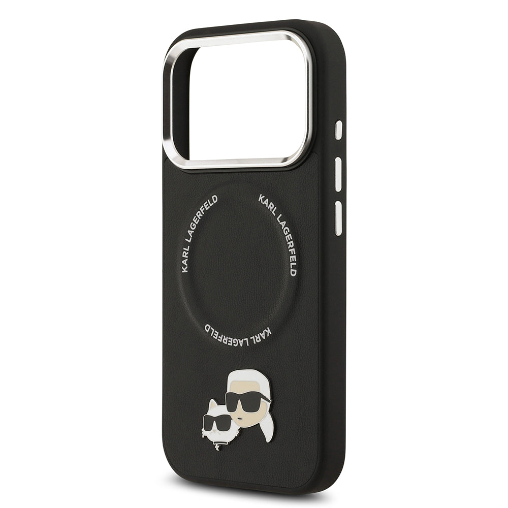 iPhone 17 Pro Max Kılıf Karl Lagerfeld Orjinal Lisanslı M-safe Şarj Özellikli Metal Kamera ve Buton Tasarımlı K&C PU Deri Kapak