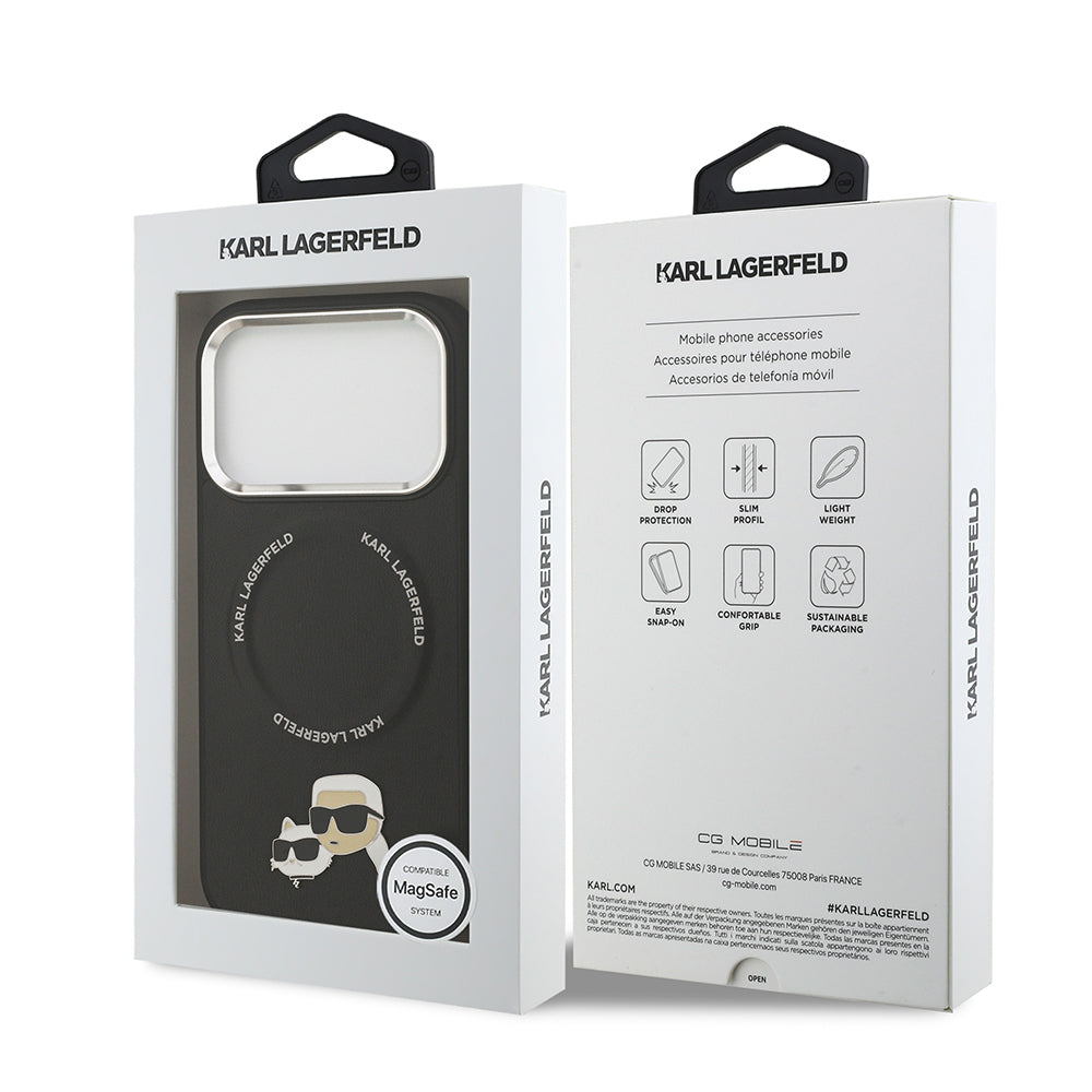 iPhone 17 Pro Max Kılıf Karl Lagerfeld Orjinal Lisanslı M-safe Şarj Özellikli Metal Kamera ve Buton Tasarımlı K&C PU Deri Kapak