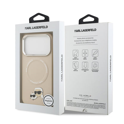 iPhone 17 Pro Max Kılıf Karl Lagerfeld Orjinal Lisanslı M-safe Şarj Özellikli Metal Kamera ve Buton Tasarımlı K&C PU Deri Kapak