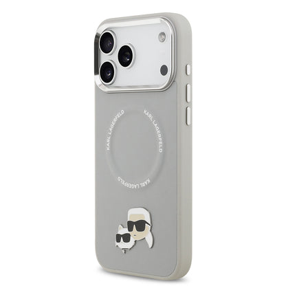 iPhone 17 Pro Max Kılıf Karl Lagerfeld Orjinal Lisanslı M-safe Şarj Özellikli Metal Kamera ve Buton Tasarımlı K&C PU Deri Kapak