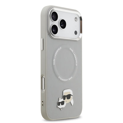 iPhone 17 Pro Max Kılıf Karl Lagerfeld Orjinal Lisanslı M-safe Şarj Özellikli Metal Kamera ve Buton Tasarımlı K&C PU Deri Kapak