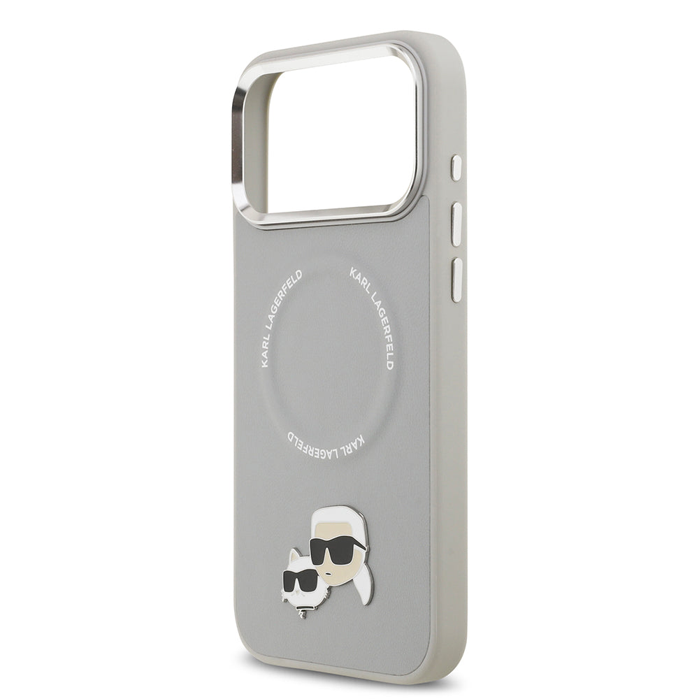 iPhone 17 Pro Max Kılıf Karl Lagerfeld Orjinal Lisanslı M-safe Şarj Özellikli Metal Kamera ve Buton Tasarımlı K&C PU Deri Kapak