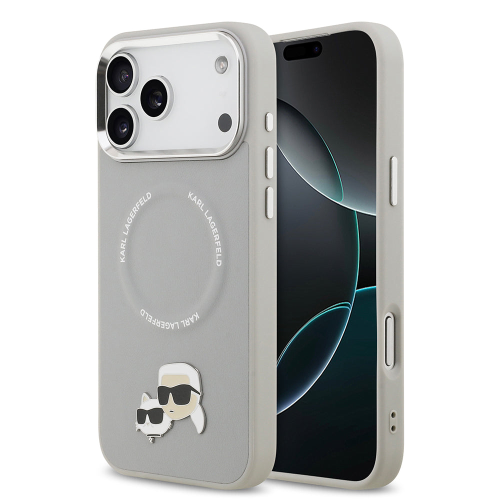 iPhone 17 Pro Max Kılıf Karl Lagerfeld Orjinal Lisanslı M-safe Şarj Özellikli Metal Kamera ve Buton Tasarımlı K&C PU Deri Kapak