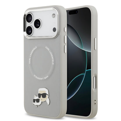 iPhone 17 Pro Max Kılıf Karl Lagerfeld Orjinal Lisanslı M-safe Şarj Özellikli Metal Kamera ve Buton Tasarımlı K&C PU Deri Kapak
