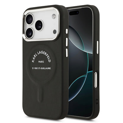 iPhone 17 Pro Max Kılıf Karl Lagerfeld Orjinal Lisanslı M-safe Şarj Özellikli Metal Kamera ve Buton Tasarımlı Paris RSG PU Deri Kapak