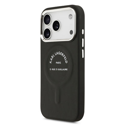 iPhone 17 Pro Max Kılıf Karl Lagerfeld Orjinal Lisanslı M-safe Şarj Özellikli Metal Kamera ve Buton Tasarımlı Paris RSG PU Deri Kapak