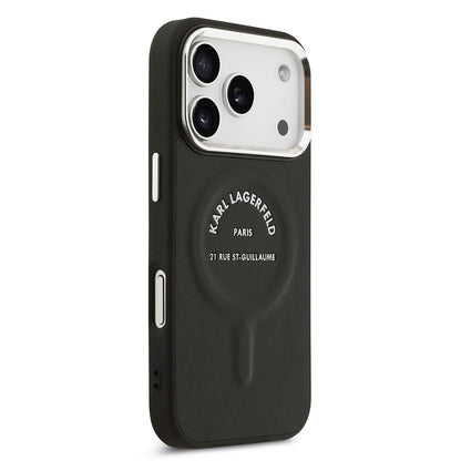 iPhone 17 Pro Max Kılıf Karl Lagerfeld Orjinal Lisanslı M-safe Şarj Özellikli Metal Kamera ve Buton Tasarımlı Paris RSG PU Deri Kapak