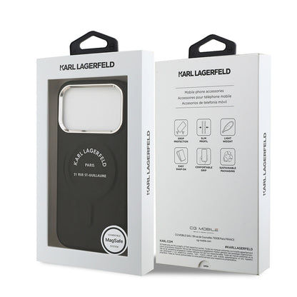 iPhone 17 Pro Max Kılıf Karl Lagerfeld Orjinal Lisanslı M-safe Şarj Özellikli Metal Kamera ve Buton Tasarımlı Paris RSG PU Deri Kapak