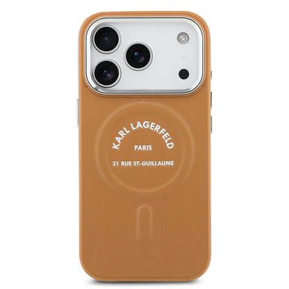 iPhone 17 Pro Max Kılıf Karl Lagerfeld Orjinal Lisanslı M-safe Şarj Özellikli Metal Kamera ve Buton Tasarımlı Paris RSG PU Deri Kapak
