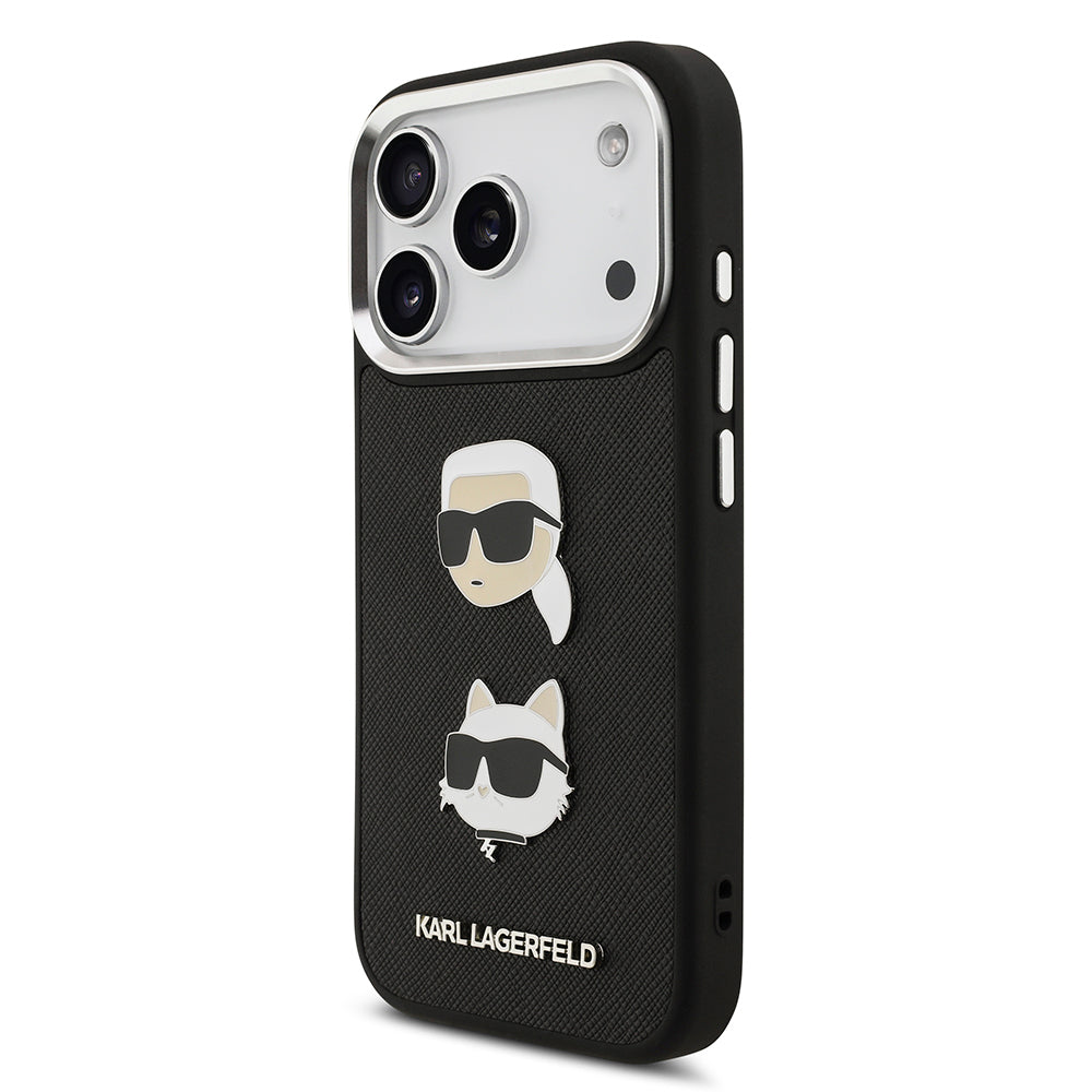 iPhone 17 Pro Max Kılıf Karl Lagerfeld Orjinal Lisanslı Metal Logolu K&C Heads Pin Kapak