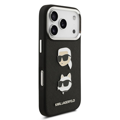 iPhone 17 Pro Max Kılıf Karl Lagerfeld Orjinal Lisanslı Metal Logolu K&C Heads Pin Kapak