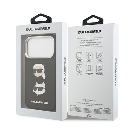 iPhone 17 Pro Max Kılıf Karl Lagerfeld Orjinal Lisanslı Metal Logolu K&C Heads Pin Kapak