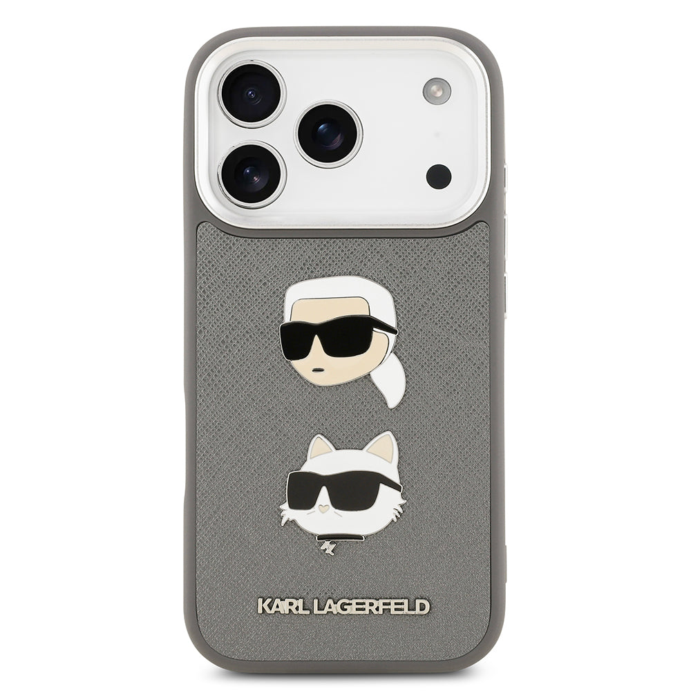 iPhone 17 Pro Max Kılıf Karl Lagerfeld Orjinal Lisanslı Metal Logolu K&C Heads Pin Kapak