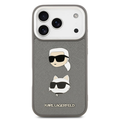 iPhone 17 Pro Max Kılıf Karl Lagerfeld Orjinal Lisanslı Metal Logolu K&C Heads Pin Kapak