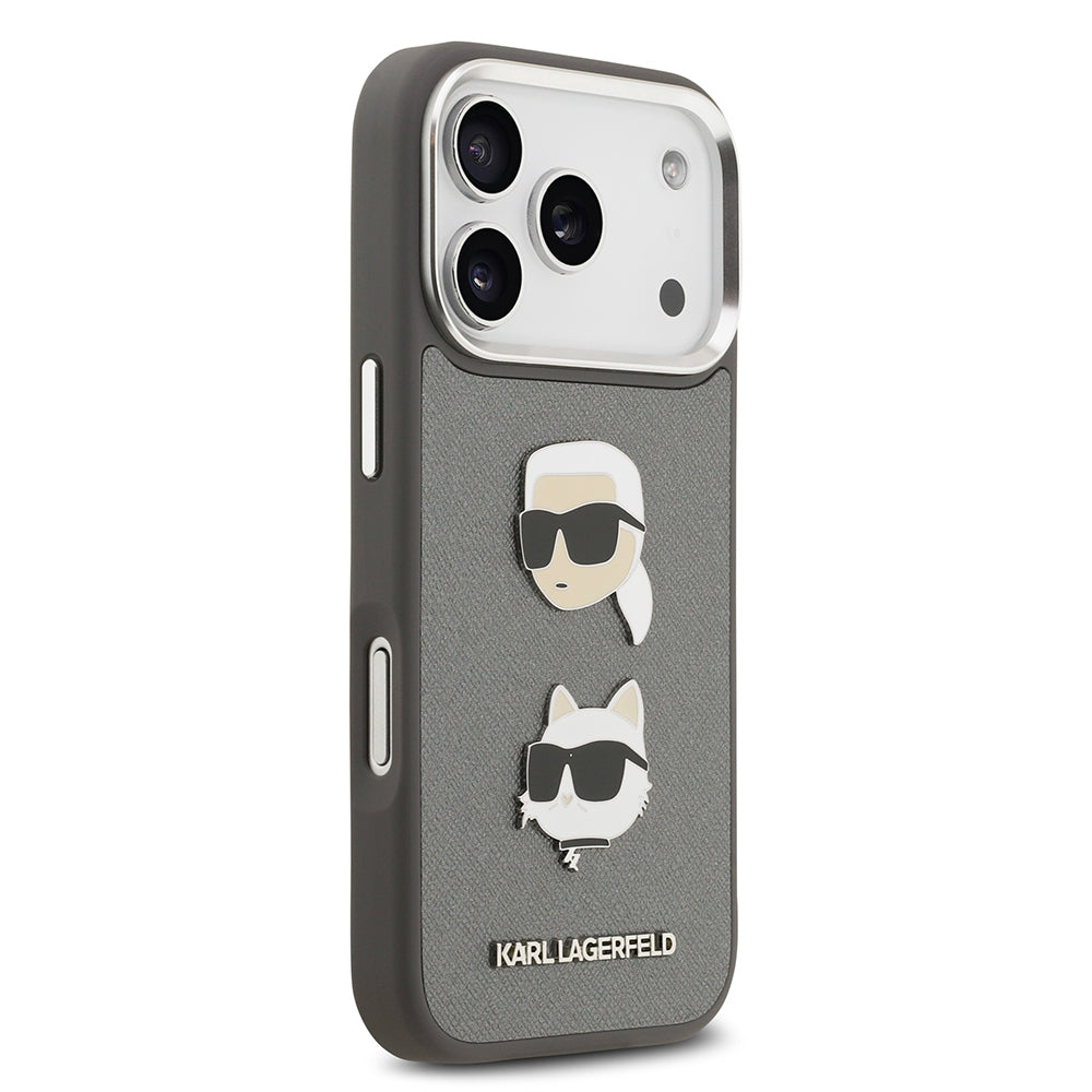 iPhone 17 Pro Max Kılıf Karl Lagerfeld Orjinal Lisanslı Metal Logolu K&C Heads Pin Kapak