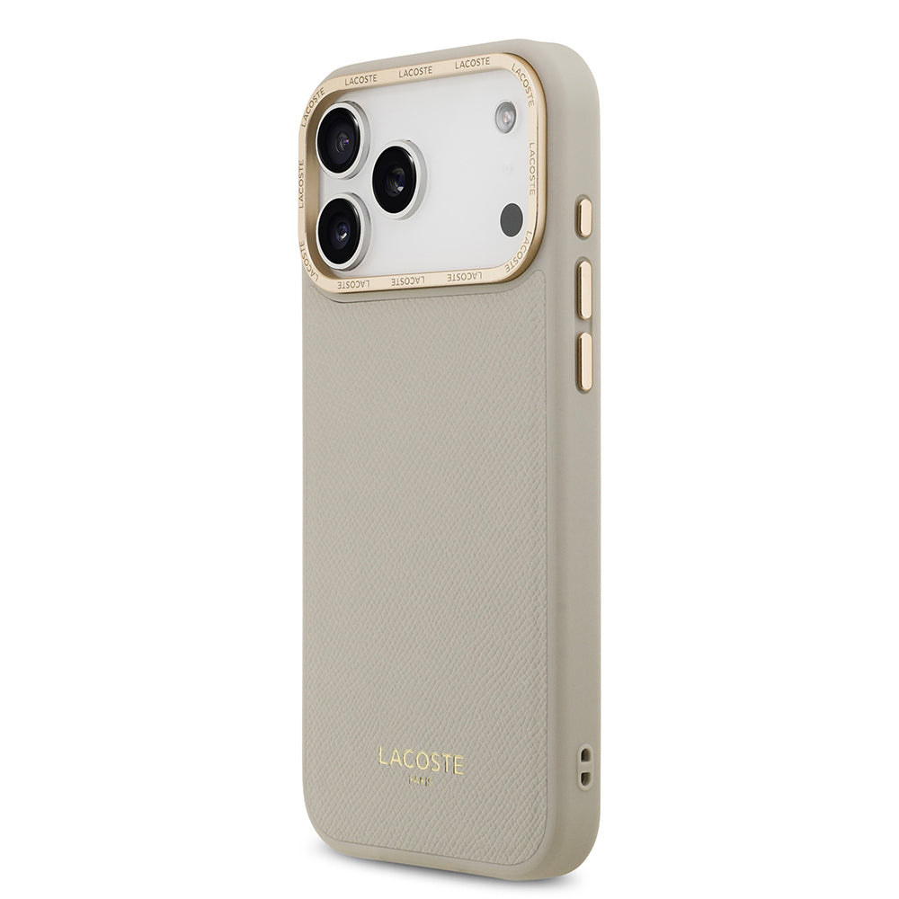 iPhone 17 Pro Max Kılıf Lacoste Orjinal Lisanslı M-safe Şarj Özellikli Champs Elysees PU Deri Tasarımlı Kapak