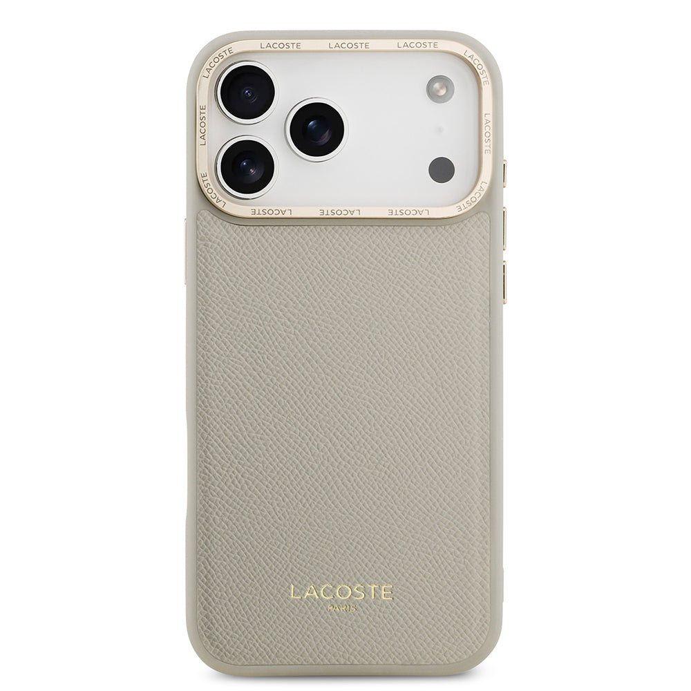iPhone 17 Pro Max Kılıf Lacoste Orjinal Lisanslı M-safe Şarj Özellikli Champs Elysees PU Deri Tasarımlı Kapak