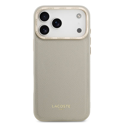 iPhone 17 Pro Max Kılıf Lacoste Orjinal Lisanslı M-safe Şarj Özellikli Champs Elysees PU Deri Tasarımlı Kapak