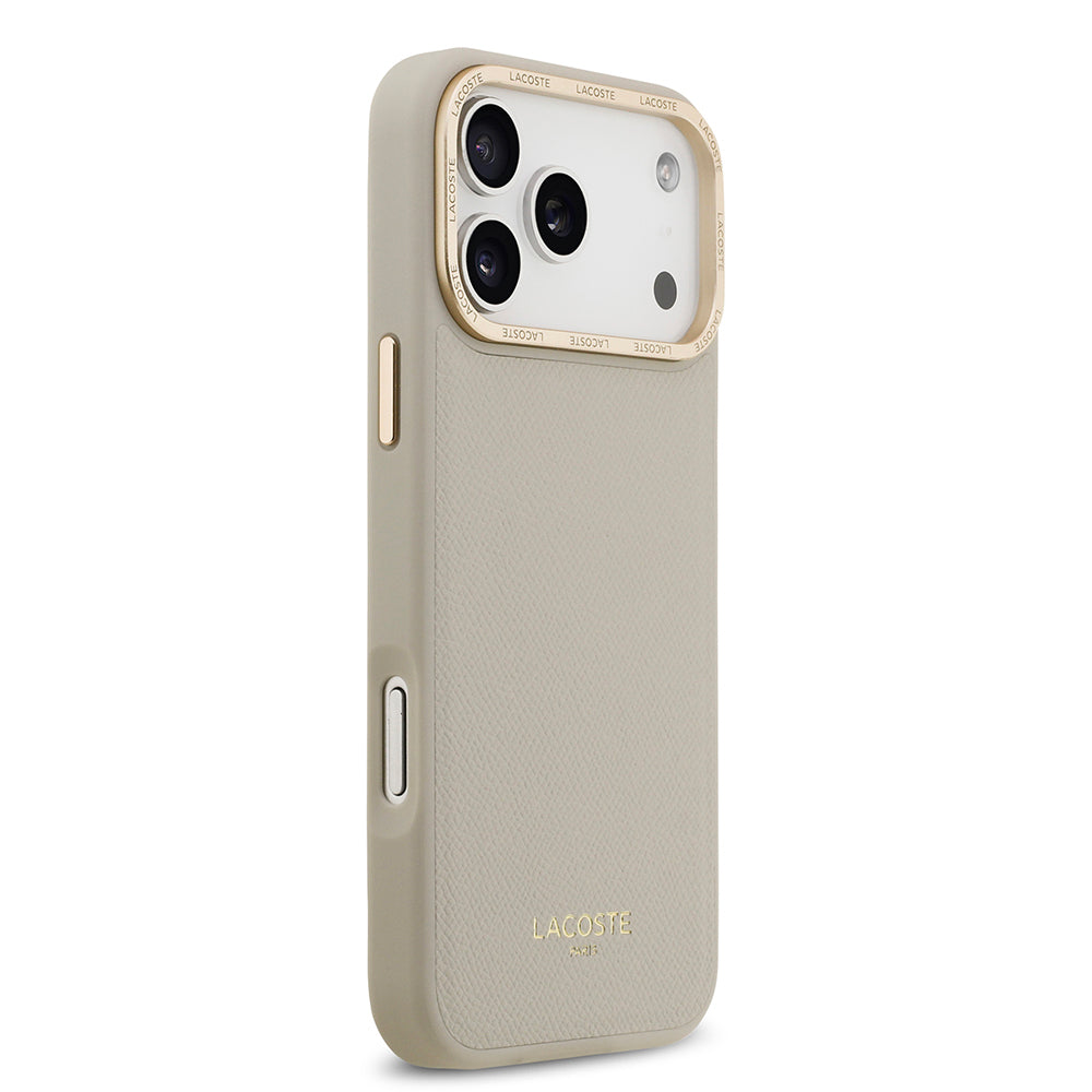 iPhone 17 Pro Max Kılıf Lacoste Orjinal Lisanslı M-safe Şarj Özellikli Champs Elysees PU Deri Tasarımlı Kapak