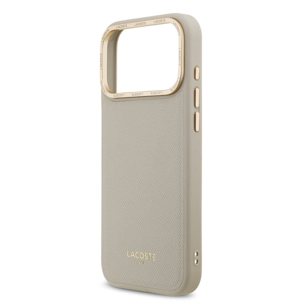 iPhone 17 Pro Max Kılıf Lacoste Orjinal Lisanslı M-safe Şarj Özellikli Champs Elysees PU Deri Tasarımlı Kapak