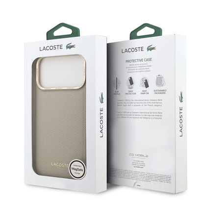 iPhone 17 Pro Max Kılıf Lacoste Orjinal Lisanslı M-safe Şarj Özellikli Champs Elysees PU Deri Tasarımlı Kapak