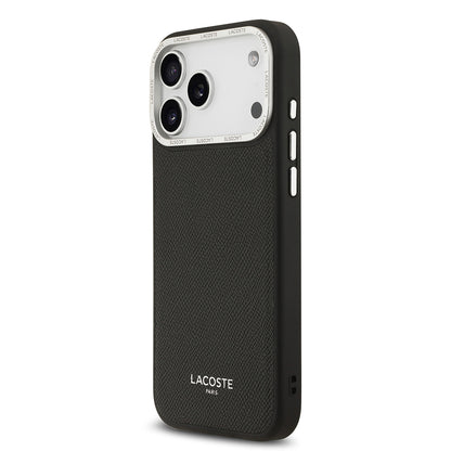 iPhone 17 Pro Max Kılıf Lacoste Orjinal Lisanslı M-safe Şarj Özellikli Champs Elysees PU Deri Tasarımlı Kapak