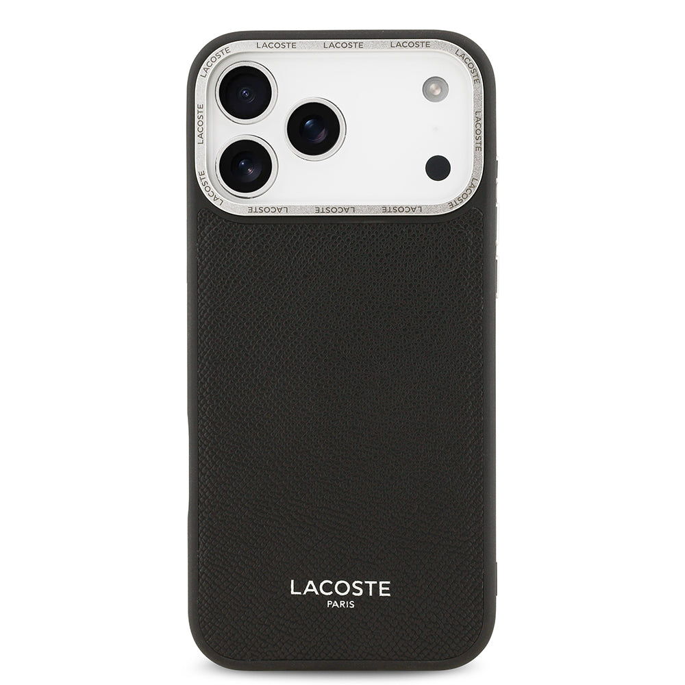 iPhone 17 Pro Max Kılıf Lacoste Orjinal Lisanslı M-safe Şarj Özellikli Champs Elysees PU Deri Tasarımlı Kapak