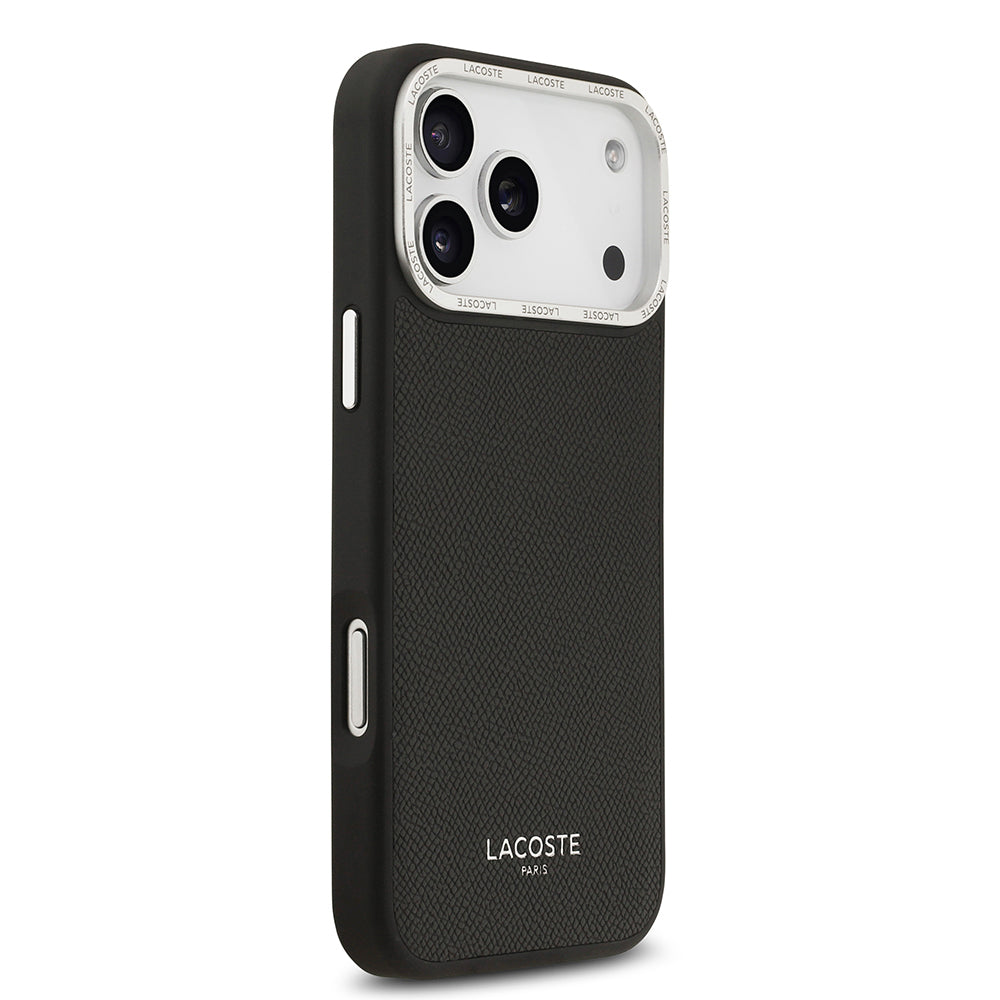 iPhone 17 Pro Max Kılıf Lacoste Orjinal Lisanslı M-safe Şarj Özellikli Champs Elysees PU Deri Tasarımlı Kapak