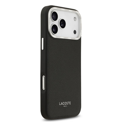 iPhone 17 Pro Max Kılıf Lacoste Orjinal Lisanslı M-safe Şarj Özellikli Champs Elysees PU Deri Tasarımlı Kapak