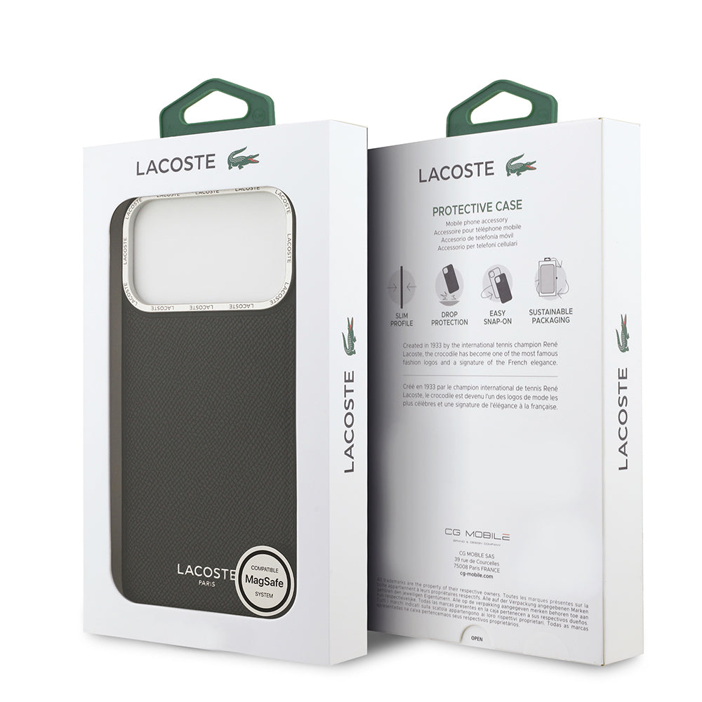 iPhone 17 Pro Max Kılıf Lacoste Orjinal Lisanslı M-safe Şarj Özellikli Champs Elysees PU Deri Tasarımlı Kapak