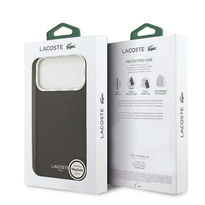 iPhone 17 Pro Max Kılıf Lacoste Orjinal Lisanslı M-safe Şarj Özellikli Champs Elysees PU Deri Tasarımlı Kapak