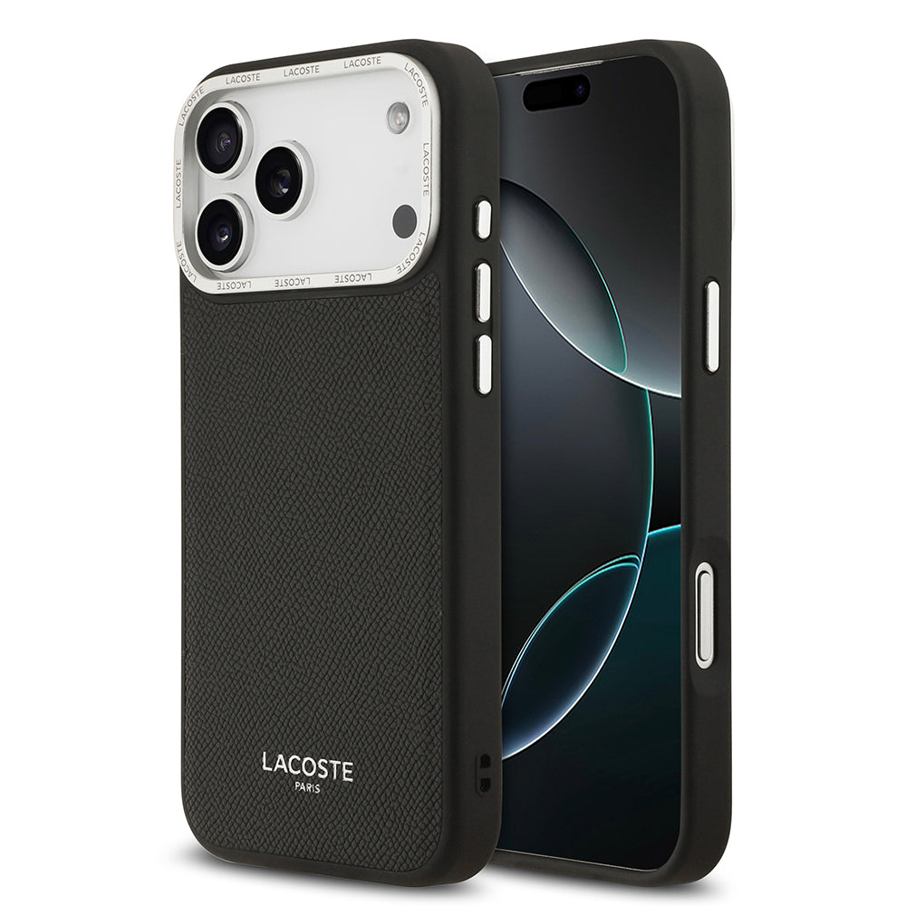iPhone 17 Pro Max Kılıf Lacoste Orjinal Lisanslı M-safe Şarj Özellikli Champs Elysees PU Deri Tasarımlı Kapak