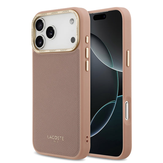 iPhone 17 Pro Max Kılıf Lacoste Orjinal Lisanslı M-safe Şarj Özellikli Champs Elysees PU Deri Tasarımlı Kapak