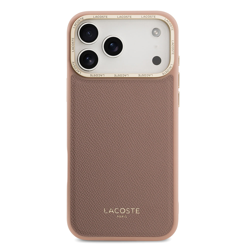 iPhone 17 Pro Max Kılıf Lacoste Orjinal Lisanslı M-safe Şarj Özellikli Champs Elysees PU Deri Tasarımlı Kapak