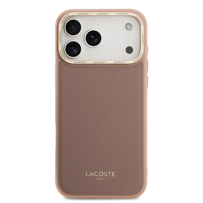 iPhone 17 Pro Max Kılıf Lacoste Orjinal Lisanslı M-safe Şarj Özellikli Champs Elysees PU Deri Tasarımlı Kapak