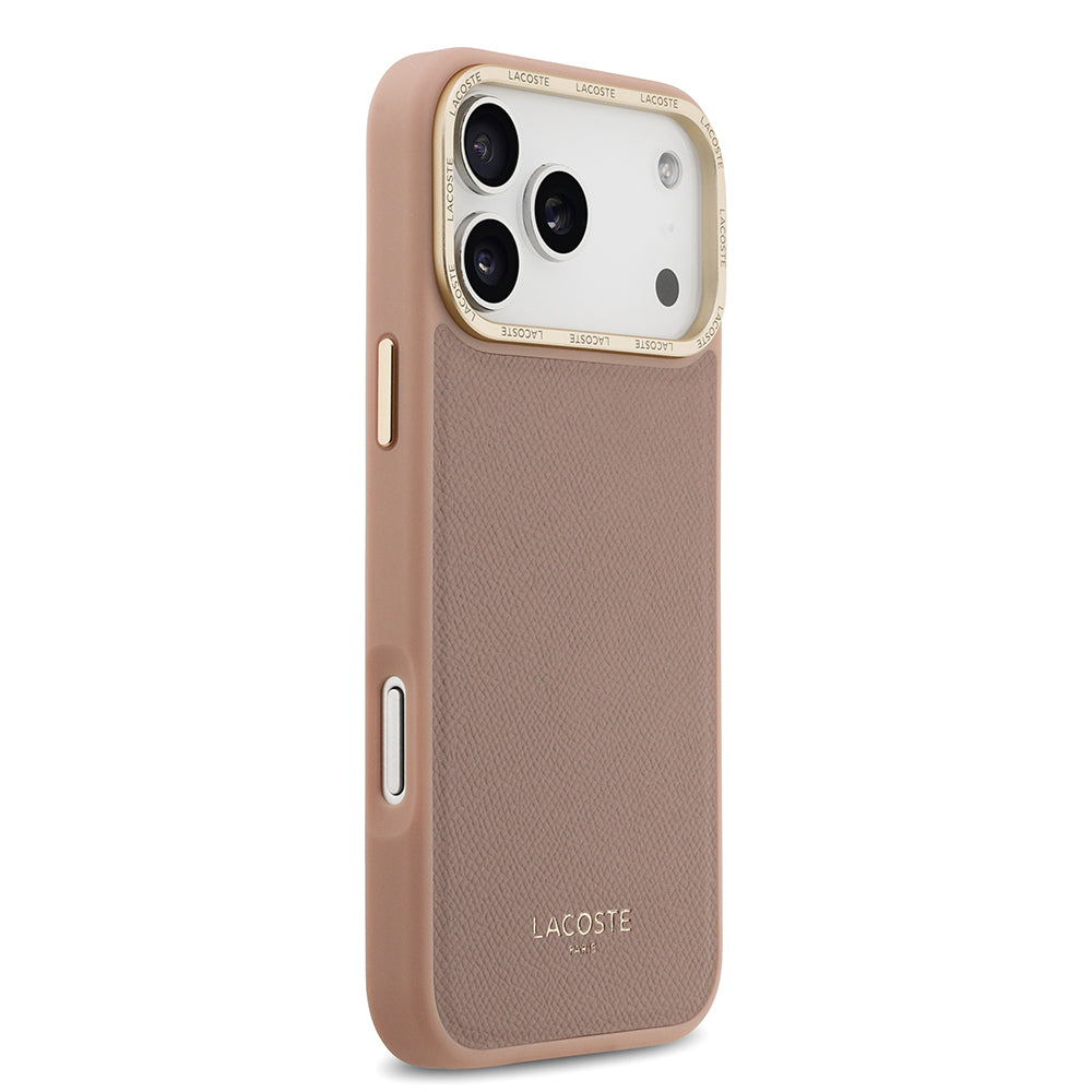 iPhone 17 Pro Max Kılıf Lacoste Orjinal Lisanslı M-safe Şarj Özellikli Champs Elysees PU Deri Tasarımlı Kapak