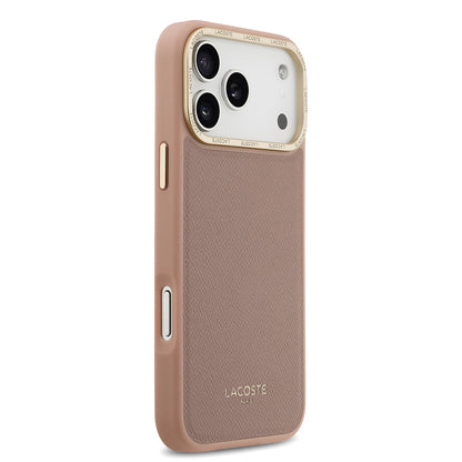 iPhone 17 Pro Max Kılıf Lacoste Orjinal Lisanslı M-safe Şarj Özellikli Champs Elysees PU Deri Tasarımlı Kapak
