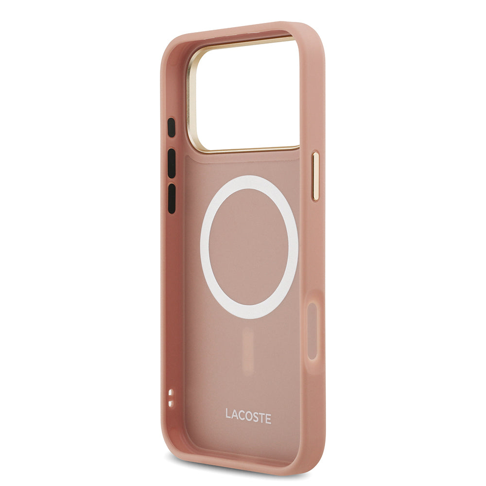 iPhone 17 Pro Max Kılıf Lacoste Orjinal Lisanslı M-safe Şarj Özellikli Champs Elysees PU Deri Tasarımlı Kapak