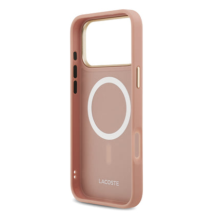 iPhone 17 Pro Max Kılıf Lacoste Orjinal Lisanslı M-safe Şarj Özellikli Champs Elysees PU Deri Tasarımlı Kapak