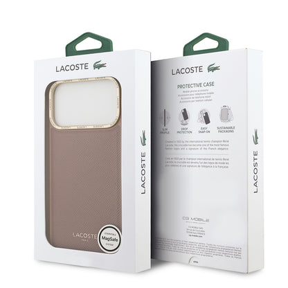iPhone 17 Pro Max Kılıf Lacoste Orjinal Lisanslı M-safe Şarj Özellikli Champs Elysees PU Deri Tasarımlı Kapak