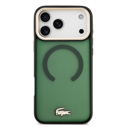 iPhone 17 Pro Max Kılıf Lacoste Orjinal Lisanslı M-safe Şarj Özellikli Gold Timsah Logolu Buzlu Kapak