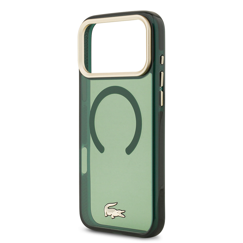 iPhone 17 Pro Max Kılıf Lacoste Orjinal Lisanslı M-safe Şarj Özellikli Gold Timsah Logolu Buzlu Kapak