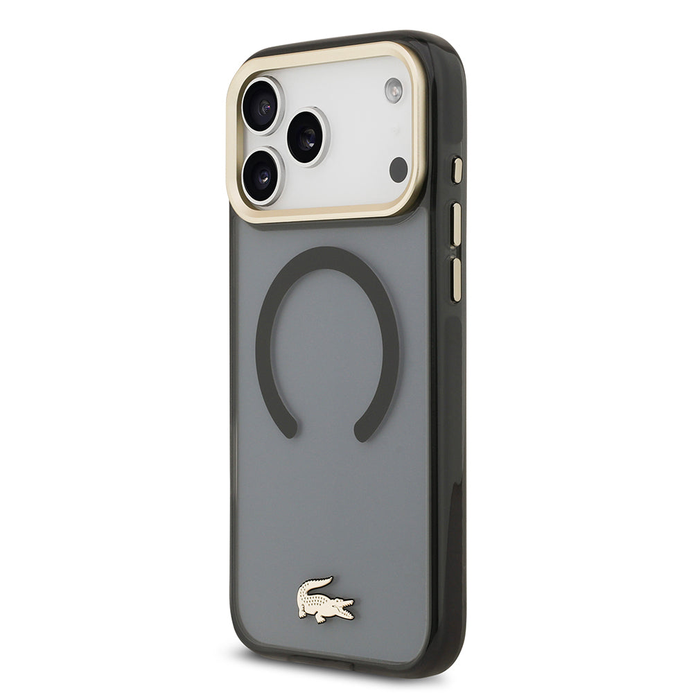 iPhone 17 Pro Max Kılıf Lacoste Orjinal Lisanslı M-safe Şarj Özellikli Gold Timsah Logolu Buzlu Kapak