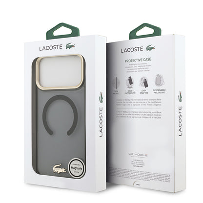 iPhone 17 Pro Max Kılıf Lacoste Orjinal Lisanslı M-safe Şarj Özellikli Gold Timsah Logolu Buzlu Kapak