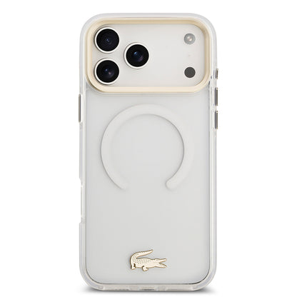 iPhone 17 Pro Max Kılıf Lacoste Orjinal Lisanslı M-safe Şarj Özellikli Gold Timsah Logolu Buzlu Kapak