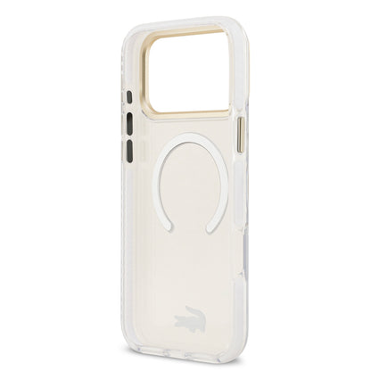 iPhone 17 Pro Max Kılıf Lacoste Orjinal Lisanslı M-safe Şarj Özellikli Gold Timsah Logolu Buzlu Kapak