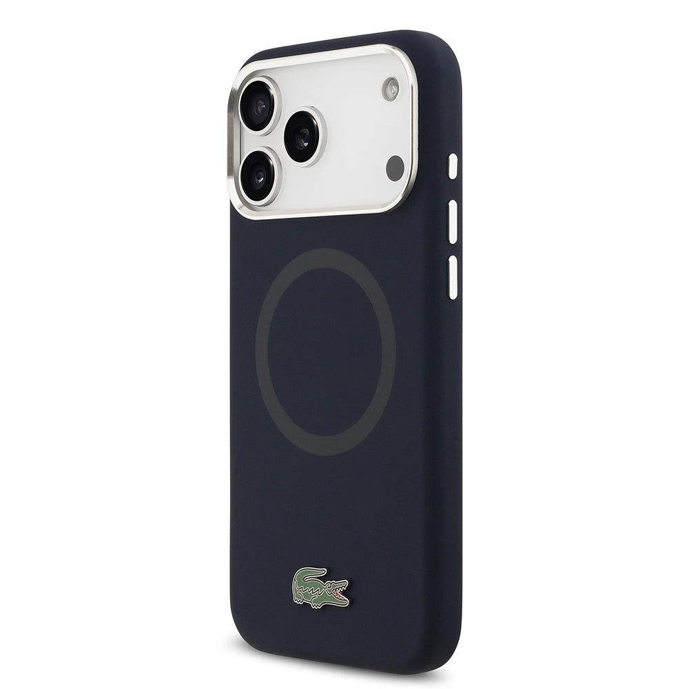 iPhone 17 Pro Max Kılıf Lacoste Orjinal Lisanslı M-safe Şarj Özellikli İkonik Logolu Metal Kamera Çerçeveli Silikon Kapak