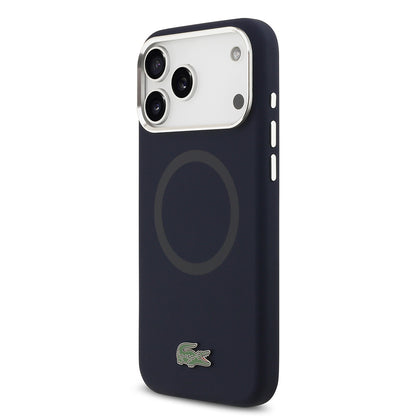 iPhone 17 Pro Max Kılıf Lacoste Orjinal Lisanslı M-safe Şarj Özellikli İkonik Logolu Metal Kamera Çerçeveli Silikon Kapak