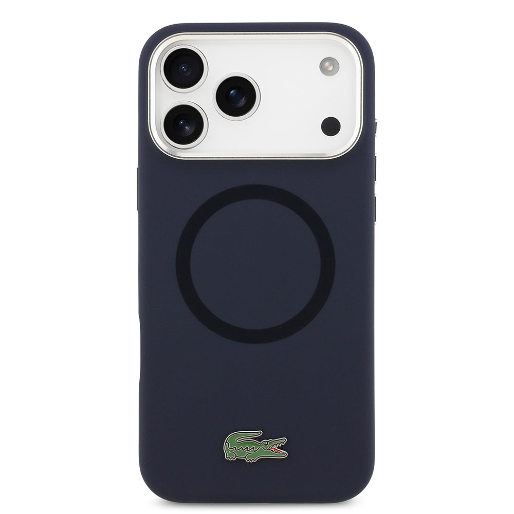 iPhone 17 Pro Max Kılıf Lacoste Orjinal Lisanslı M-safe Şarj Özellikli İkonik Logolu Metal Kamera Çerçeveli Silikon Kapak