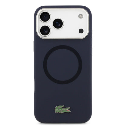 iPhone 17 Pro Max Kılıf Lacoste Orjinal Lisanslı M-safe Şarj Özellikli İkonik Logolu Metal Kamera Çerçeveli Silikon Kapak